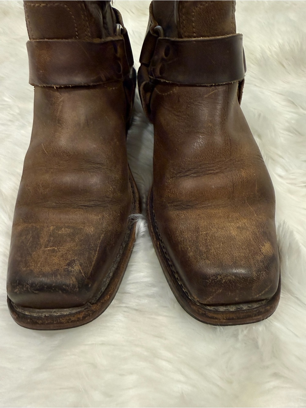 Rare Frye Brown Leather Harness 12 Boots Western Motorcycle Women Size 9 - Picture 13 of 14